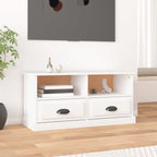 Petit Meuble TV Bas Effet Béton - 93 cm-Mon Meuble TV-Blanc-1-16