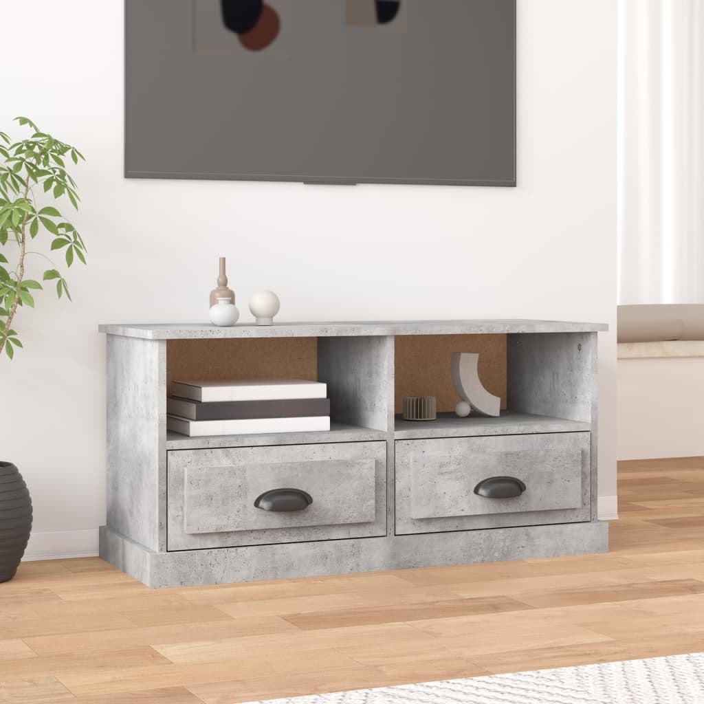 Petit Meuble TV Bas Effet Béton - 93 cm-Mon Meuble TV-Gris béton-1-1