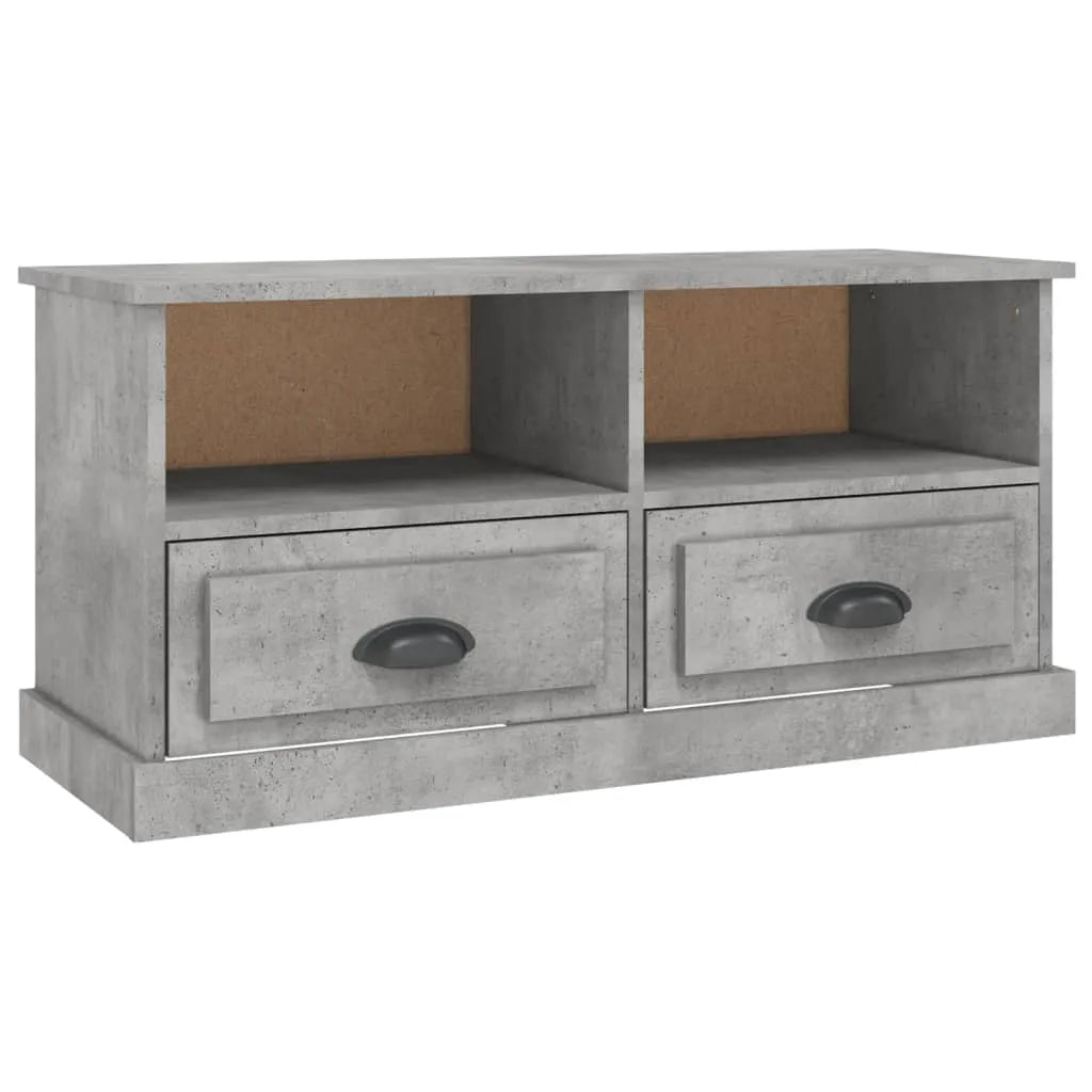 Petit Meuble TV Bas Effet Béton - 93 cm-Mon Meuble TV-Noir-1-2