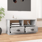 Petit Meuble TV Bas Effet Béton - 93 cm-Mon Meuble TV-Noir-1-3