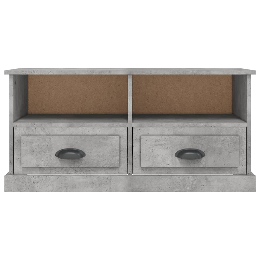 Petit Meuble TV Bas Effet Béton - 93 cm-Mon Meuble TV-Noir-1-6