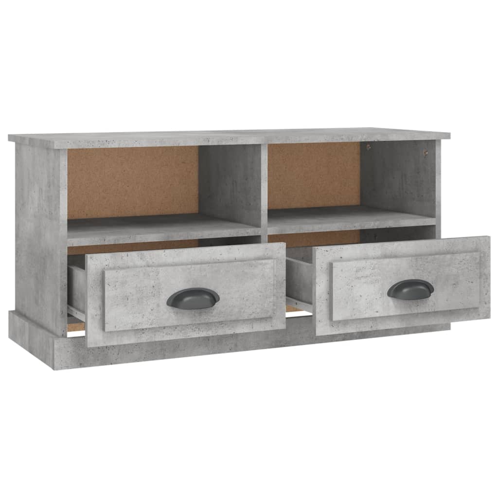 Petit Meuble TV Bas Effet Béton - 93 cm-Mon Meuble TV-Noir-1-8