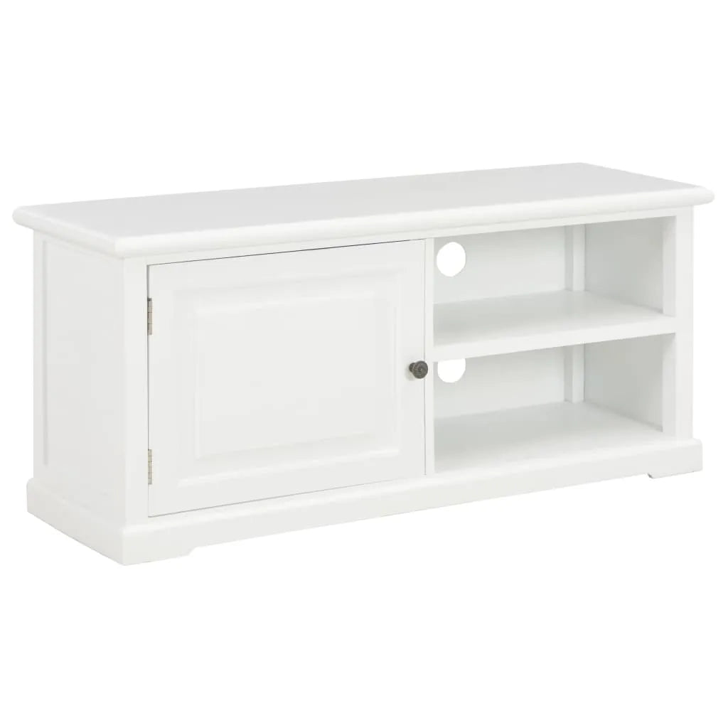 Petit Meuble TV Blanc en Bois de Paulownia - 90 cm-Mon Meuble TV-Blanc-1-1