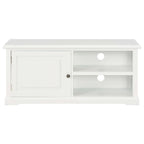 Petit Meuble TV Blanc en Bois de Paulownia - 90 cm-Mon Meuble TV-Blanc et marron-1-3