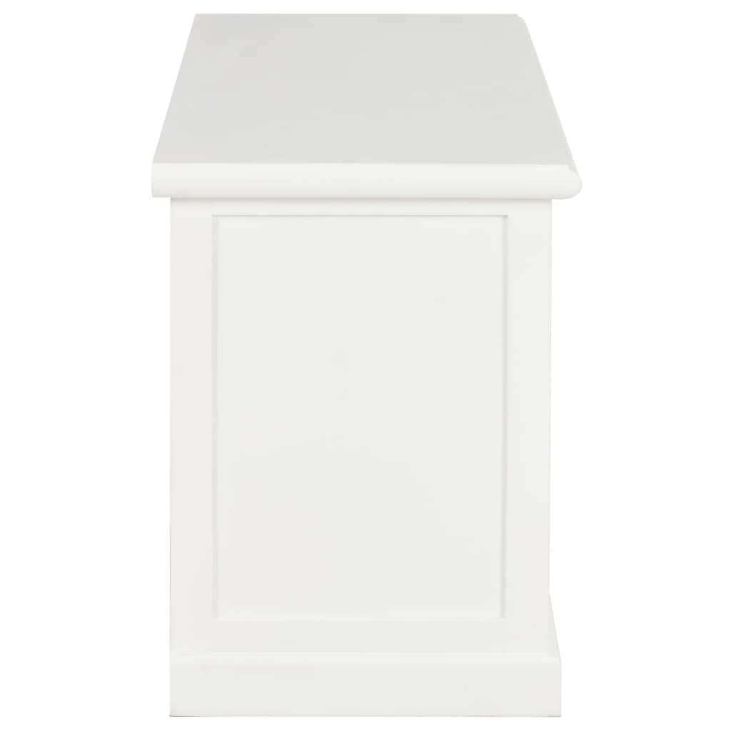 Petit Meuble TV Blanc en Bois de Paulownia - 90 cm-Mon Meuble TV-Blanc et marron-1-4