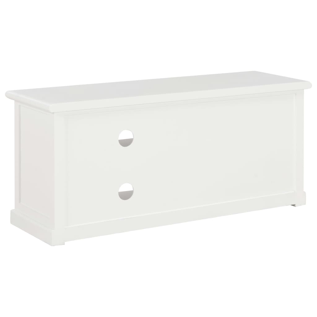 Petit Meuble TV Blanc en Bois de Paulownia - 90 cm-Mon Meuble TV-Blanc et marron-1-5