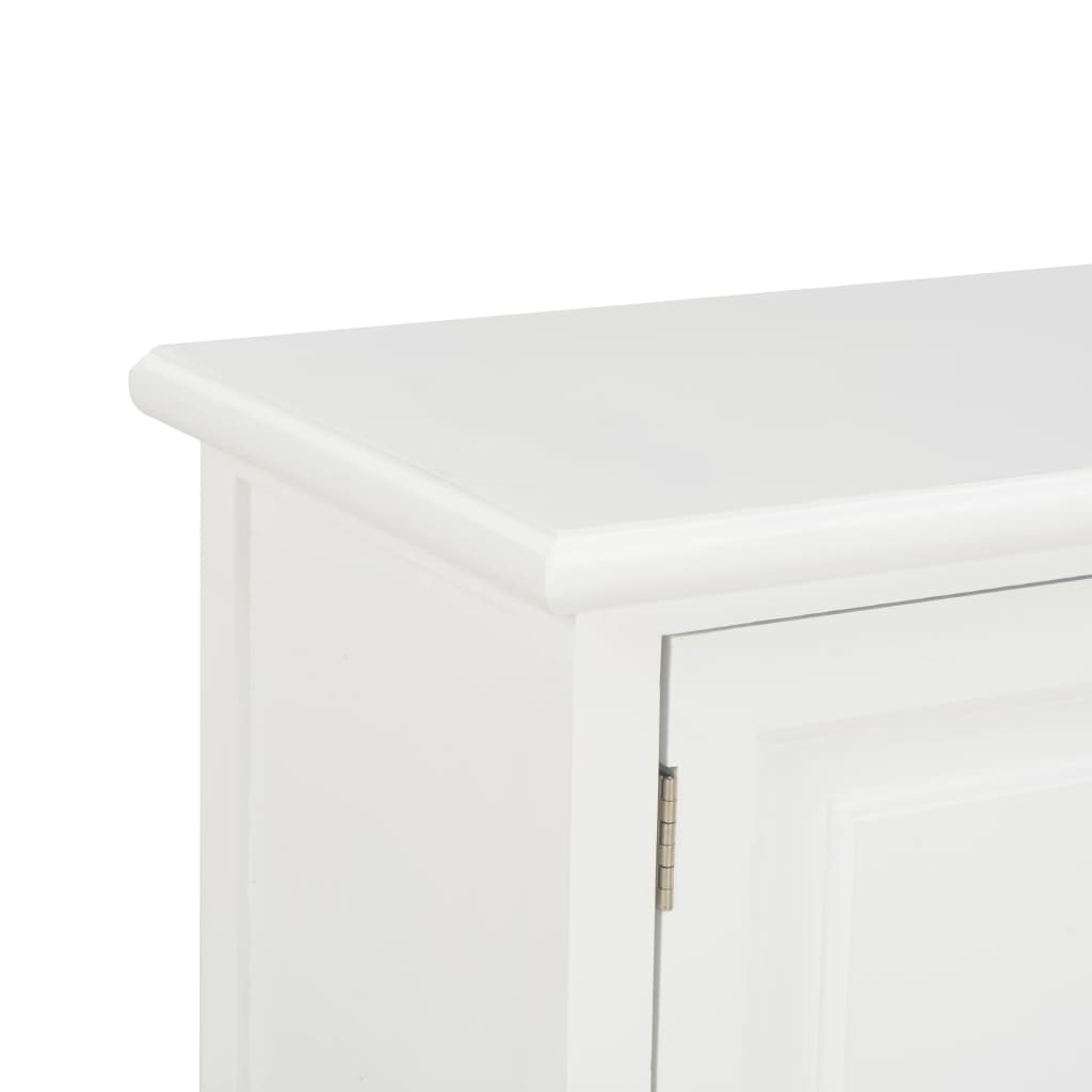 Petit Meuble TV Blanc en Bois de Paulownia - 90 cm-Mon Meuble TV-Blanc et marron-1-6