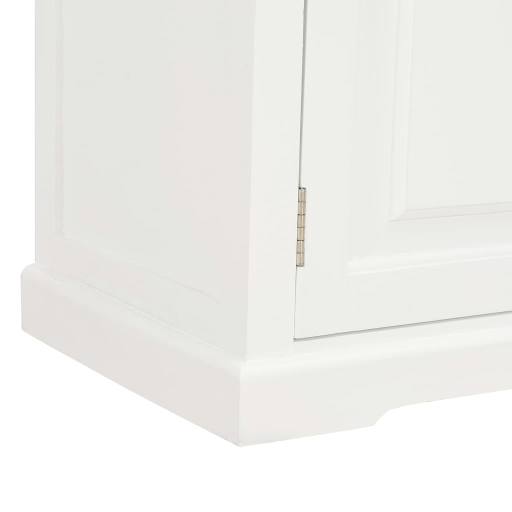 Petit Meuble TV Blanc en Bois de Paulownia - 90 cm-Mon Meuble TV-Blanc et marron-1-7