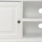 Petit Meuble TV Blanc en Bois de Paulownia - 90 cm-Mon Meuble TV-Blanc et marron-1-8