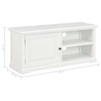 Petit Meuble TV Blanc en Bois de Paulownia - 90 cm-Mon Meuble TV-Blanc et marron-1-9
