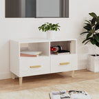 Petit Meuble TV Blanc et Bois - 80 cm-Mon Meuble TV-Blanc brillant-1-1
