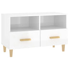 Petit Meuble TV Blanc et Bois - 80 cm-Mon Meuble TV-Blanc brillant-1-2