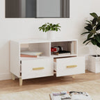 Petit Meuble TV Blanc et Bois - 80 cm-Mon Meuble TV-Blanc brillant-1-3