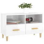 Petit Meuble TV Blanc et Bois - 80 cm-Mon Meuble TV-Blanc brillant-1-4