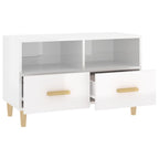 Petit Meuble TV Blanc et Bois - 80 cm-Mon Meuble TV-Blanc brillant-1-6