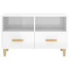 Petit Meuble TV Blanc et Bois - 80 cm-Mon Meuble TV-Blanc brillant-1-7