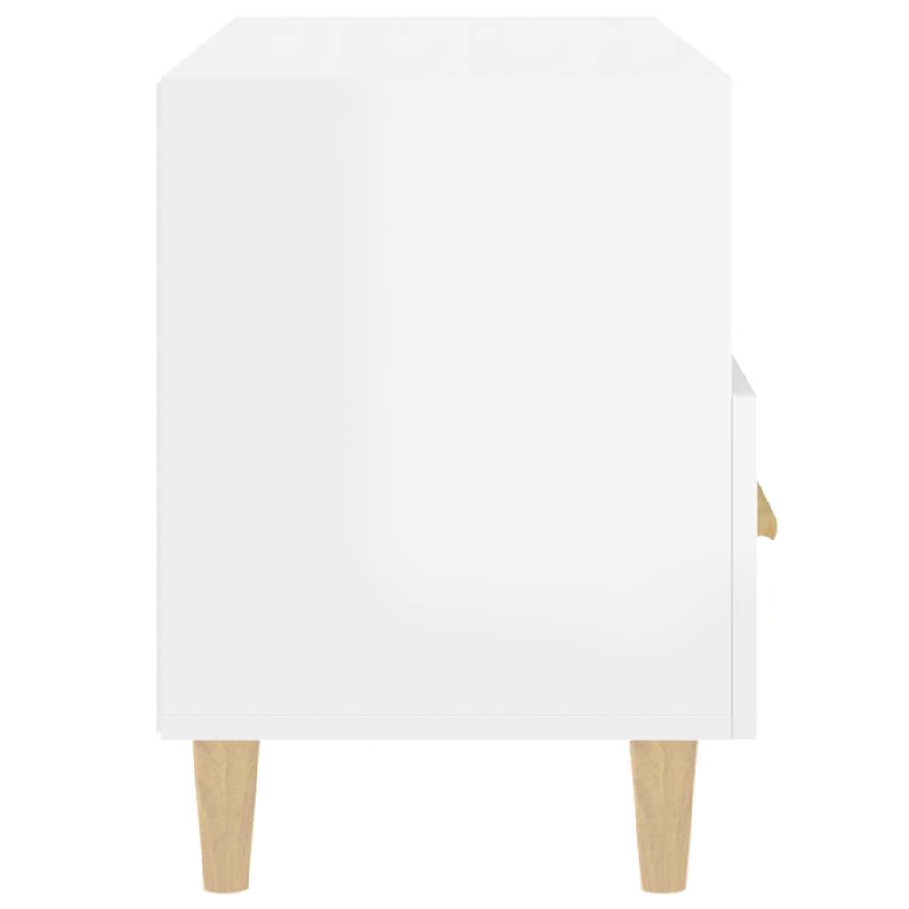 Petit Meuble TV Blanc et Bois - 80 cm-Mon Meuble TV-Blanc brillant-1-8