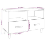Petit Meuble TV Blanc et Bois - 80 cm-Mon Meuble TV-Blanc brillant-1-9