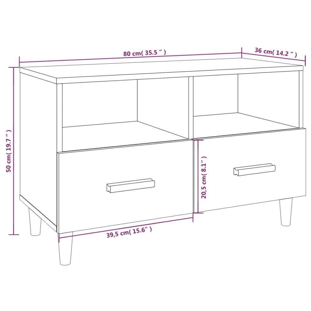 Petit Meuble TV Blanc et Bois - 80 cm-Mon Meuble TV-Blanc brillant-1-9