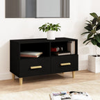 Petit Meuble TV Blanc et Bois - 80 cm-Mon Meuble TV-Noir-1-12
