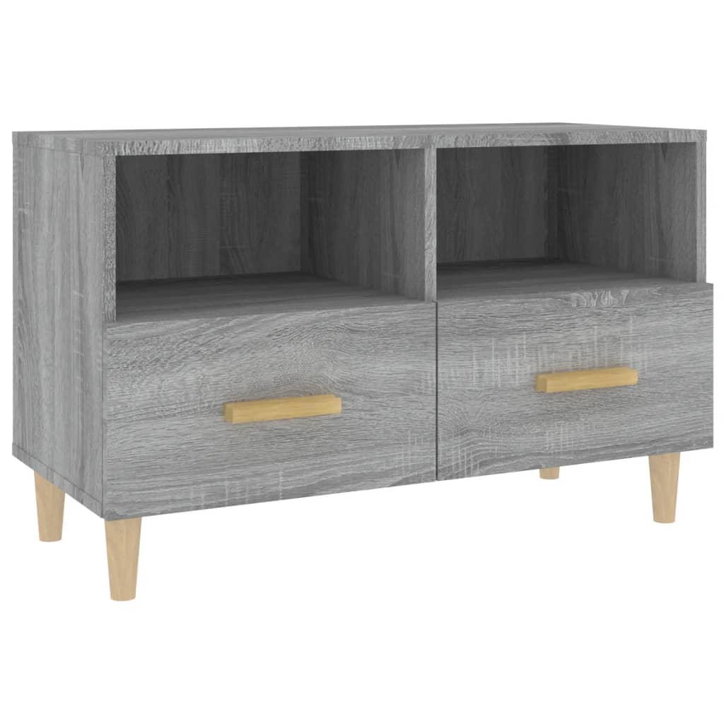 Petit Meuble TV Blanc et Bois - 80 cm-Mon Meuble TV-Sonoma gris-1-11