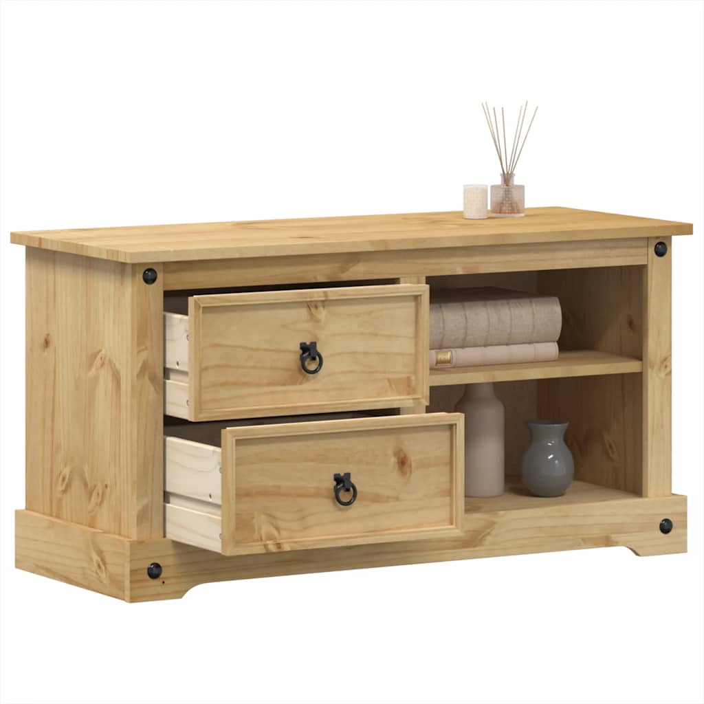 Petit Meuble TV Bois Clair en Pin Massif - 100 cm-Mon Meuble TV-1