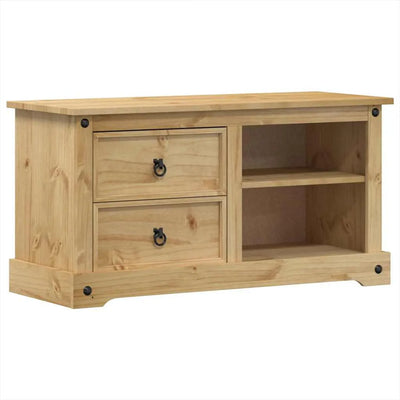 Petit Meuble TV Bois Clair en Pin Massif - 100 cm