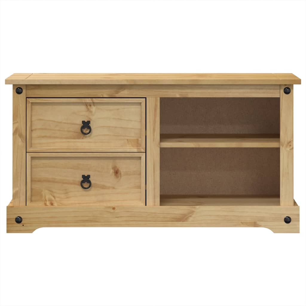 Petit Meuble TV Bois Clair en Pin Massif - 100 cm-Mon Meuble TV-4