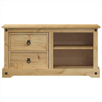 Petit Meuble TV Bois Clair en Pin Massif - 100 cm-Mon Meuble TV-4