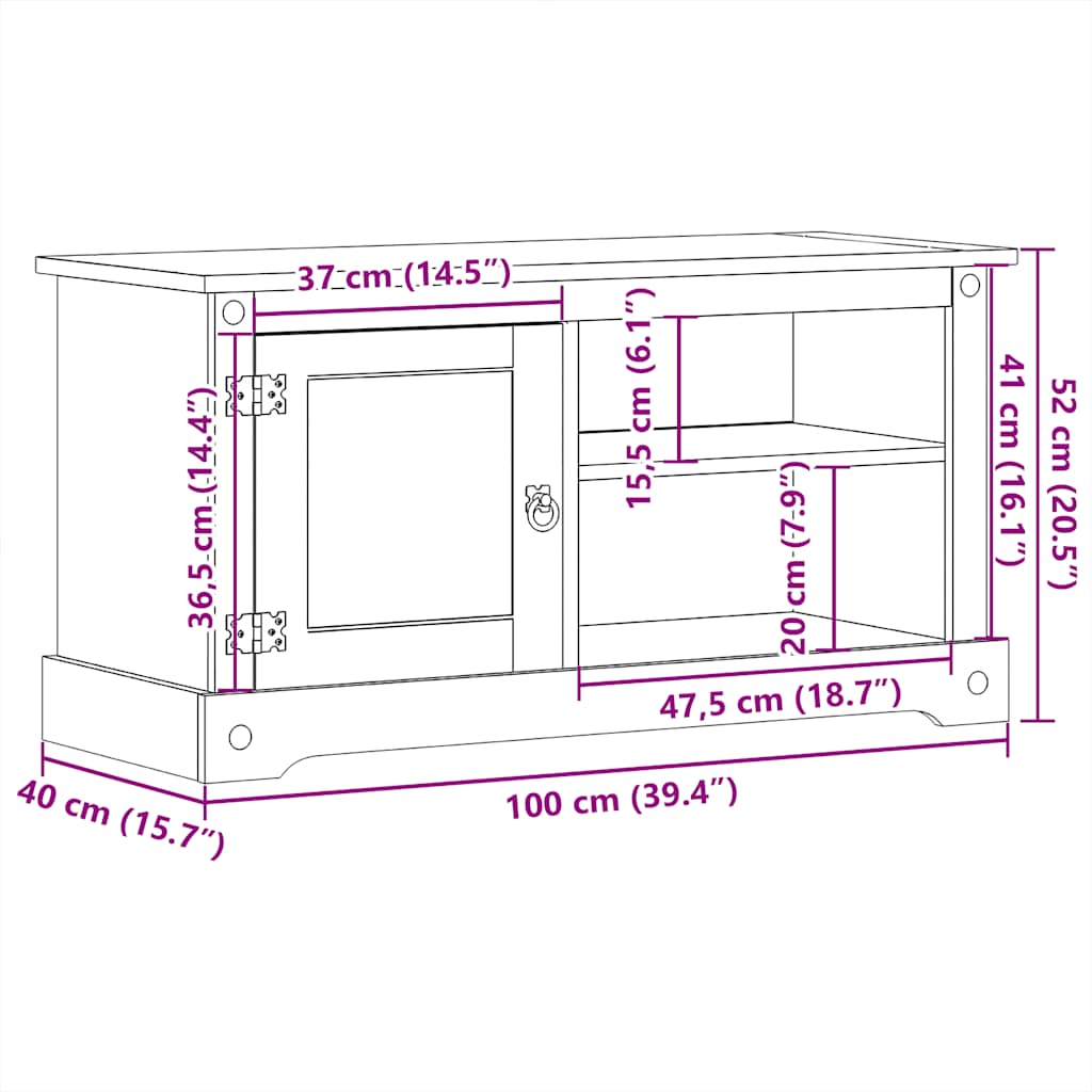 Petit Meuble TV Bois Clair en Pin Massif - 100 cm-Mon Meuble TV-9