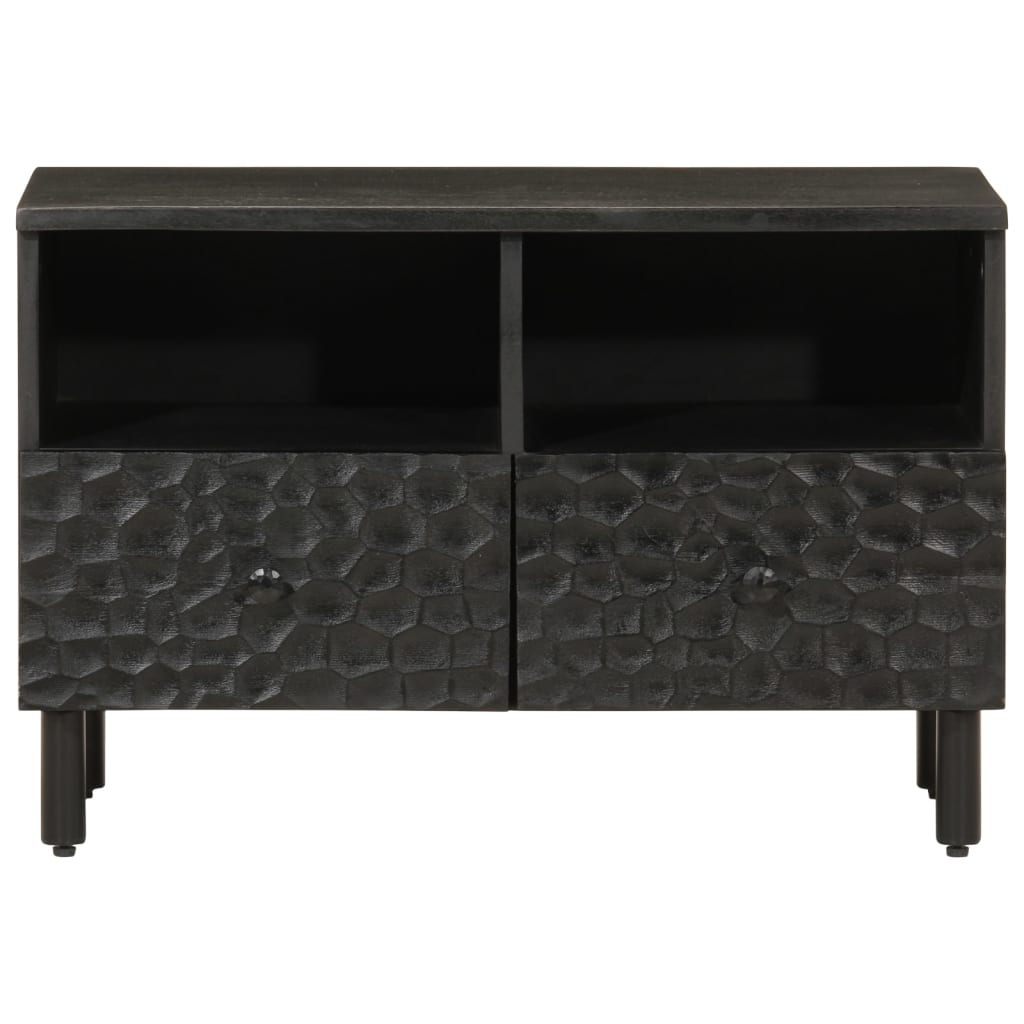 Petit Meuble TV Bois en Manguier Noir - 70 cm-Mon Meuble TV-Bois d'acacia massif-Naturel-3