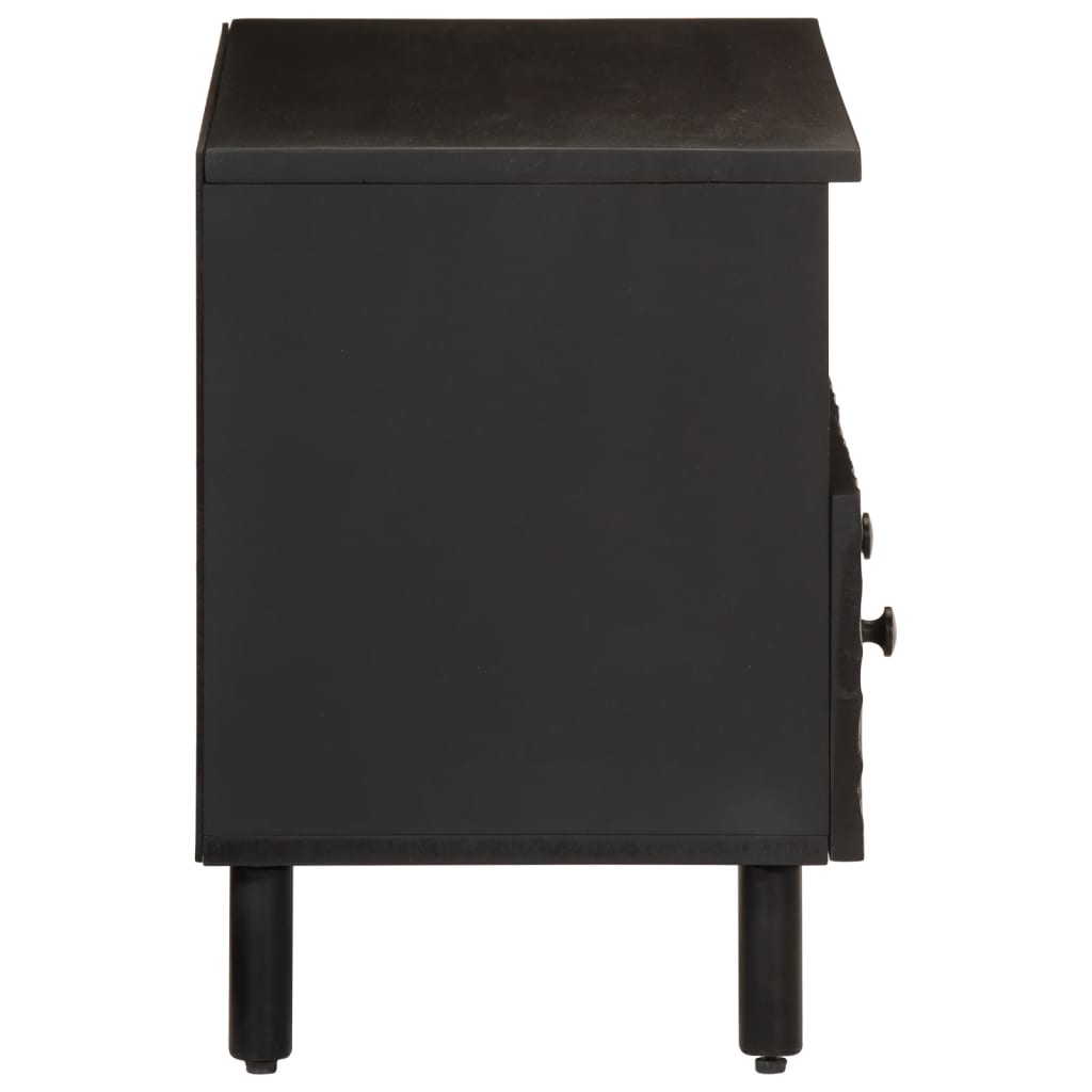 Petit Meuble TV Bois en Manguier Noir - 70 cm-Mon Meuble TV-Bois d'acacia massif-Naturel-4
