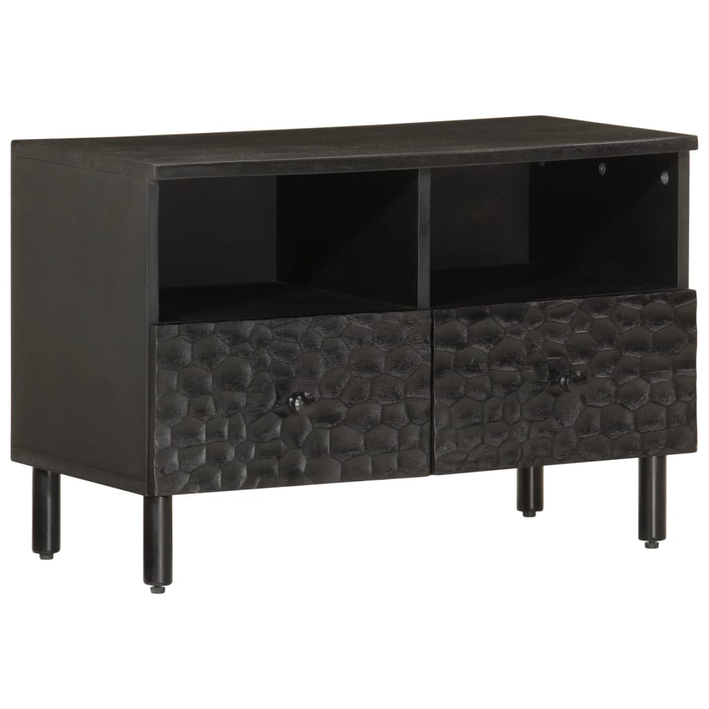 Petit Meuble TV Bois en Manguier Noir - 70 cm-Mon Meuble TV-Bois de manguier massif-Noir-1