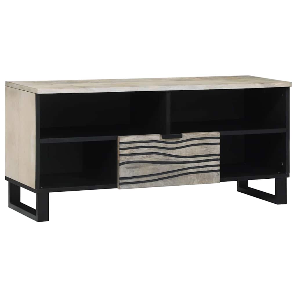 Petit Meuble TV Bois Foncé Effet Noyer - 105 cm-Mon Meuble TV-Blanc-12