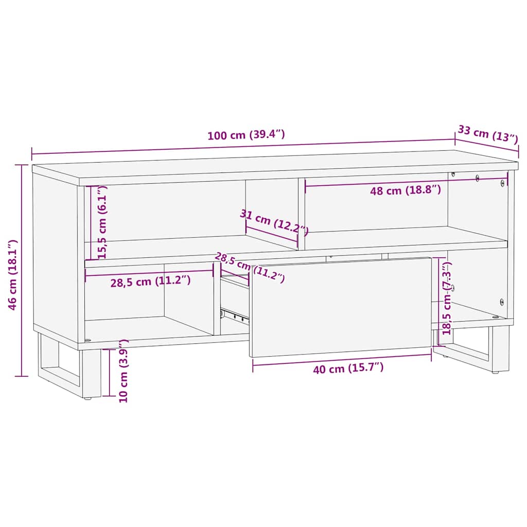 Petit Meuble TV Bois Foncé Effet Noyer - 105 cm-Mon Meuble TV-Noyer-11