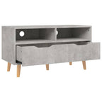 Petit Meuble TV Bois Gris Effet Béton - 90 cm-Mon Meuble TV-noir brillant-1-4