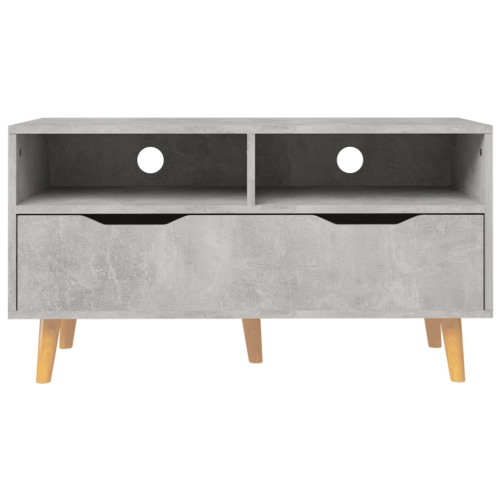 Petit Meuble TV Bois Gris Effet Béton - 90 cm-Mon Meuble TV-noir brillant-1-5