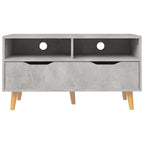 Petit Meuble TV Bois Gris Effet Béton - 90 cm-Mon Meuble TV-noir brillant-1-5
