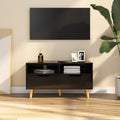 Petit Meuble TV Bois Gris Effet Béton - 90 cm-Mon Meuble TV-noir brillant-1-9
