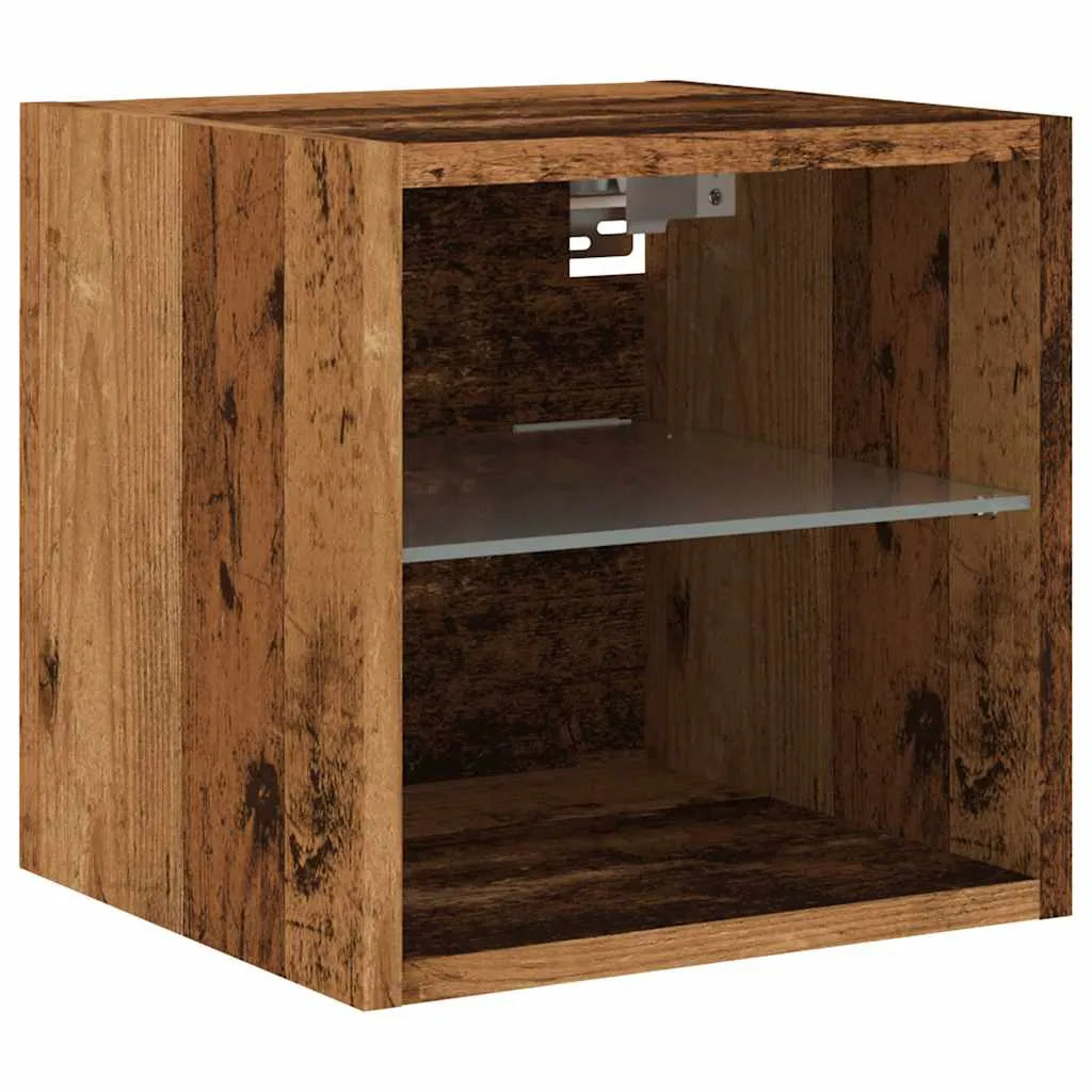 Petit Meuble TV Chambre LED Effet Vieux Bois - 30 cm-Mon Meuble TV-1-1