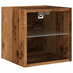 Petit Meuble TV Chambre LED Effet Vieux Bois - 30 cm-Mon Meuble TV-1-1