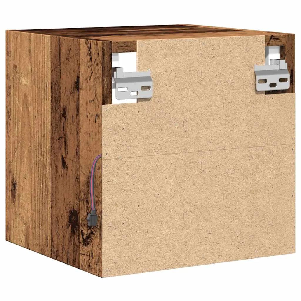 Petit Meuble TV Chambre LED Effet Vieux Bois - 30 cm-Mon Meuble TV-1-10