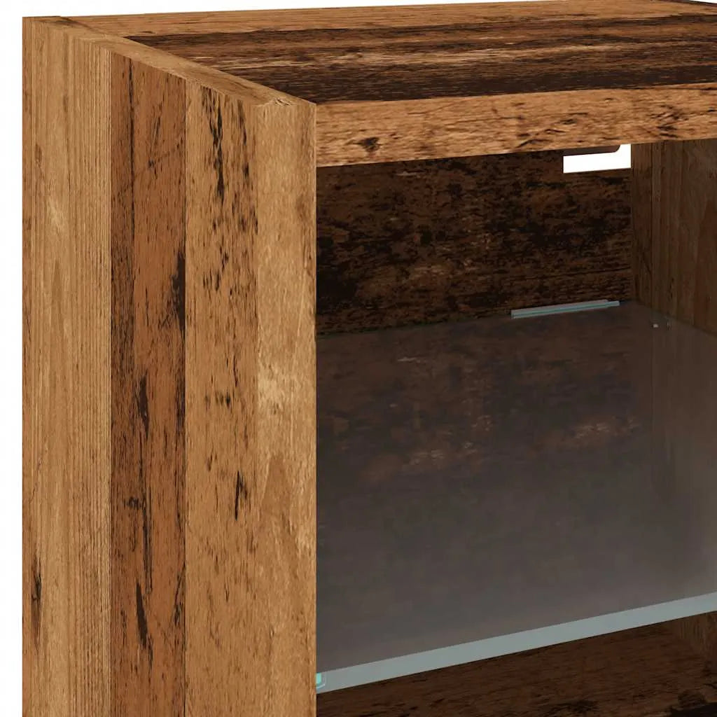 Petit Meuble TV Chambre LED Effet Vieux Bois - 30 cm-Mon Meuble TV-1-11