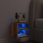 Petit Meuble TV Chambre LED Effet Vieux Bois - 30 cm-Mon Meuble TV-1-2
