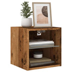 Petit Meuble TV Chambre LED Effet Vieux Bois - 30 cm-Mon Meuble TV-1-4