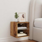 Petit Meuble TV Chambre LED Effet Vieux Bois - 30 cm-Mon Meuble TV-1-5