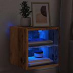 Petit Meuble TV Chambre LED Effet Vieux Bois - 30 cm-Mon Meuble TV-1-7