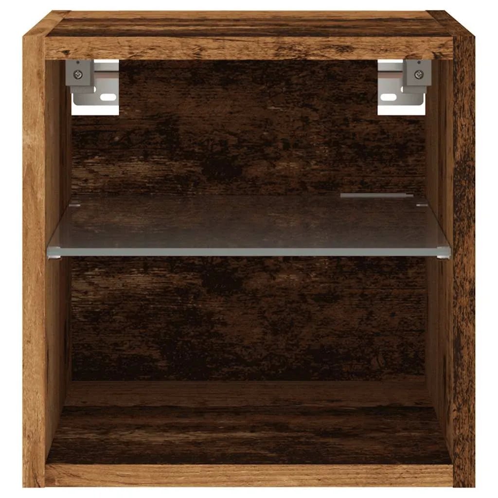 Petit Meuble TV Chambre LED Effet Vieux Bois - 30 cm-Mon Meuble TV-1-8