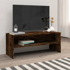 Petit Meuble TV Effet Chêne Artisanal - 100 cm-Mon Meuble TV-Chêne fumé-11