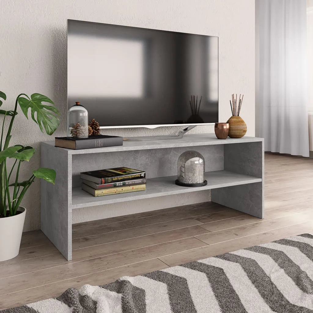 Petit Meuble TV Effet Chêne Artisanal - 100 cm-Mon Meuble TV-Gris béton-18